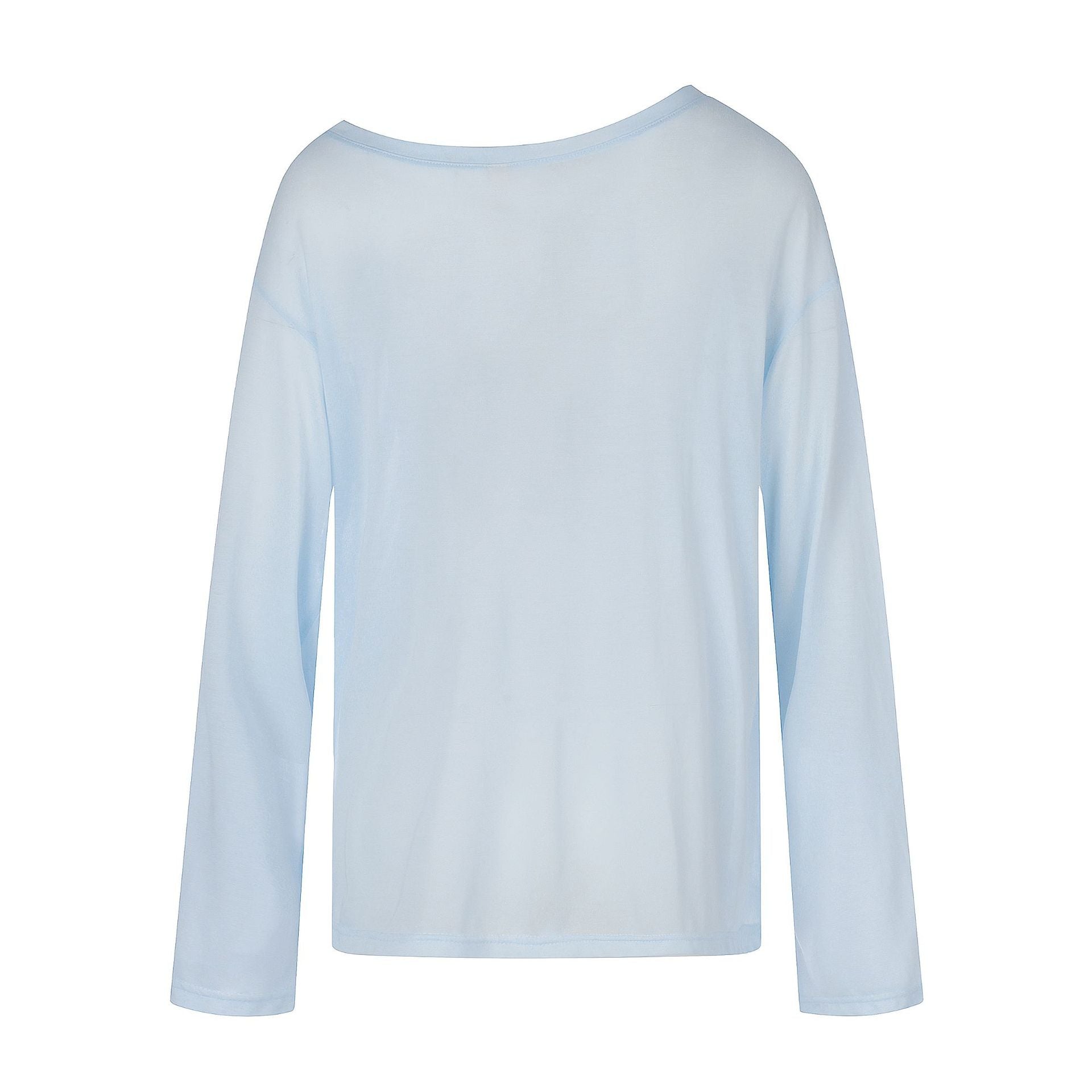 Off-Shoulder Silk Blend Lightweight Cover-Up T-Shirt for Women, Letter Print Loose Versatile Long Sleeve Top
