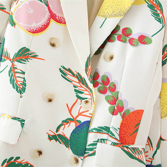 Versatile fresh fruit printed suit jacket