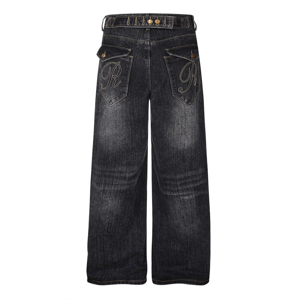 Wide leg denim pants
