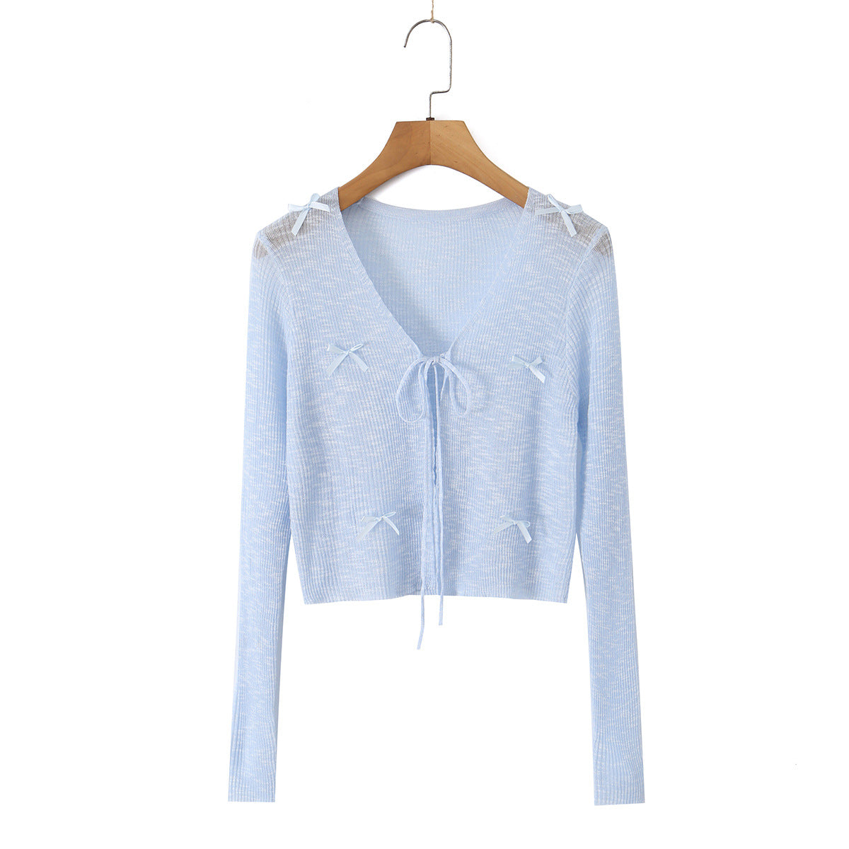 Hollow Sweet Bow Tie Soft Gentle Lightweight Top Outerwear Women