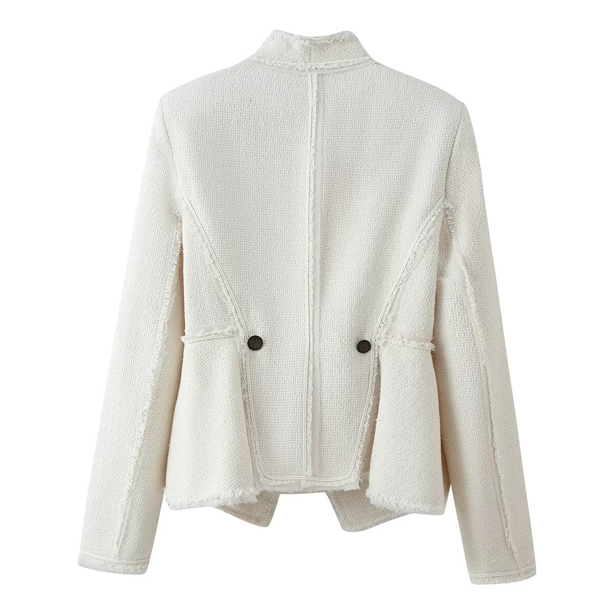 Summer women's white stand up collar jacket