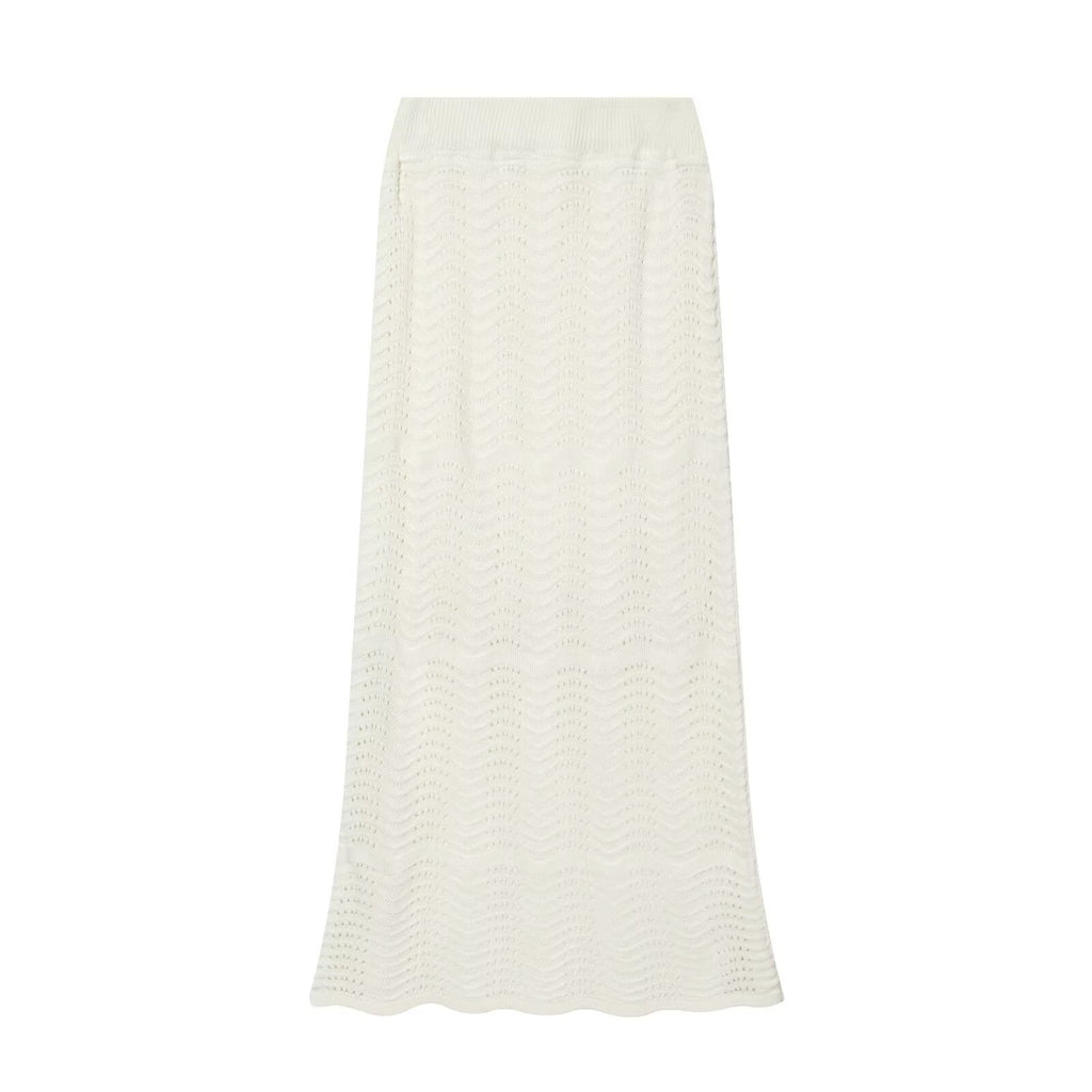 Long Sleeve Knit Hollow Out Top with Bodycon Skirt Set , Lace Trim Sun Protection Cardigan Long Dress