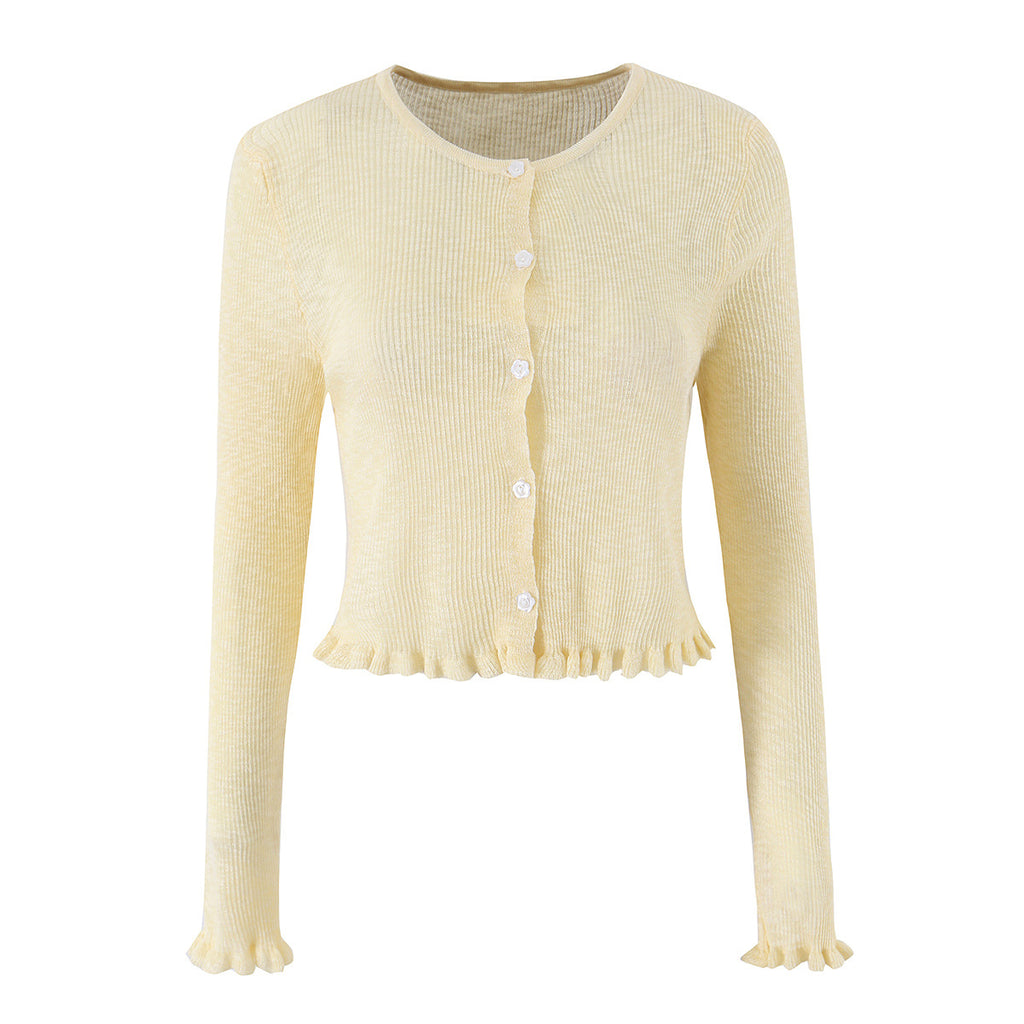 9 Colors Bamboo Knit Cardigan  High-End Design Textured Hollow Thin Knitwear Cover-Up