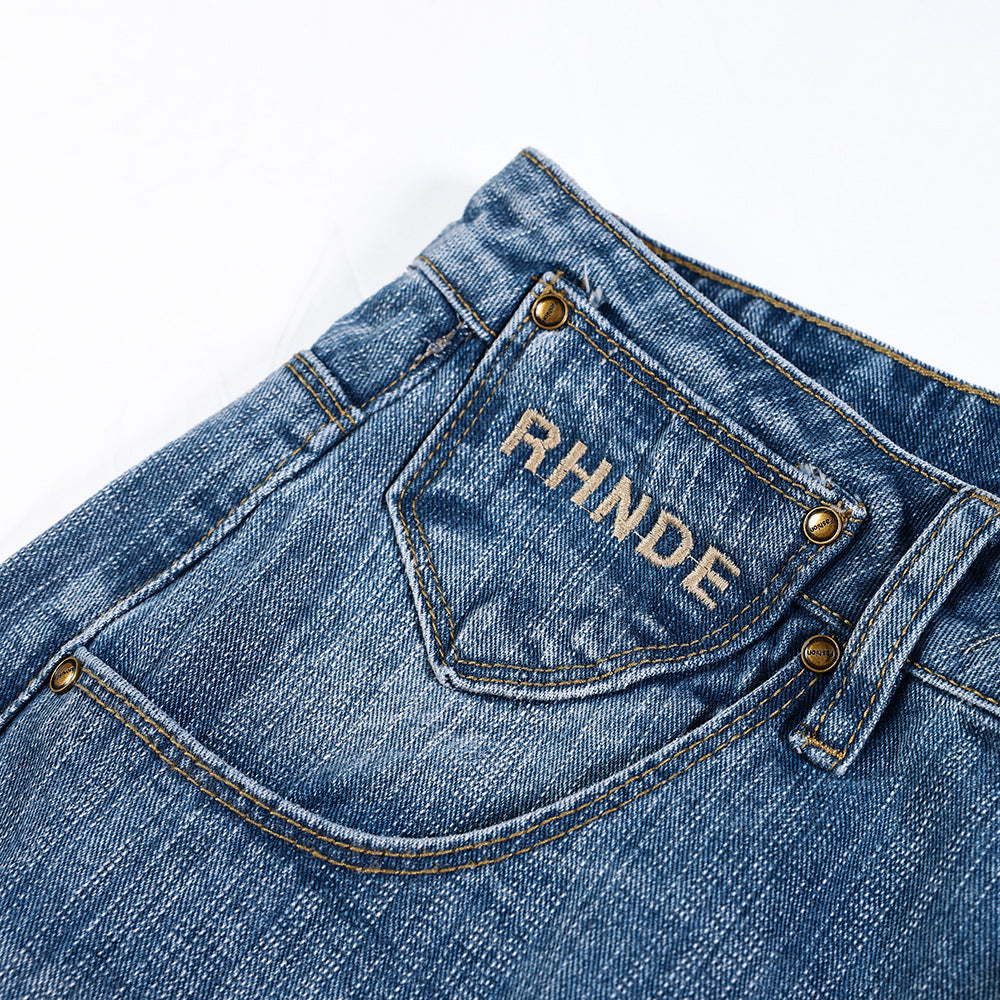 Wide leg denim pants