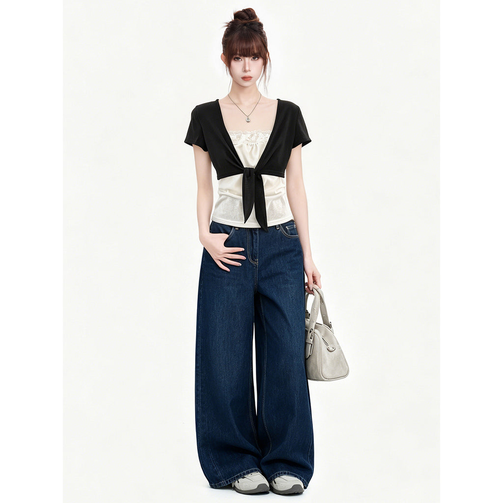 Short Sleeve T-Shirt for Women  Tie-Up Slim Fit Top