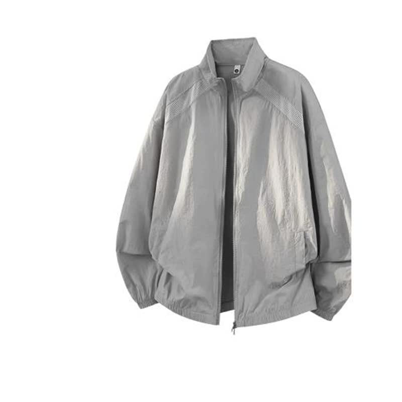 Mesh Panel Stand Collar Sun Protection Jacket for Men