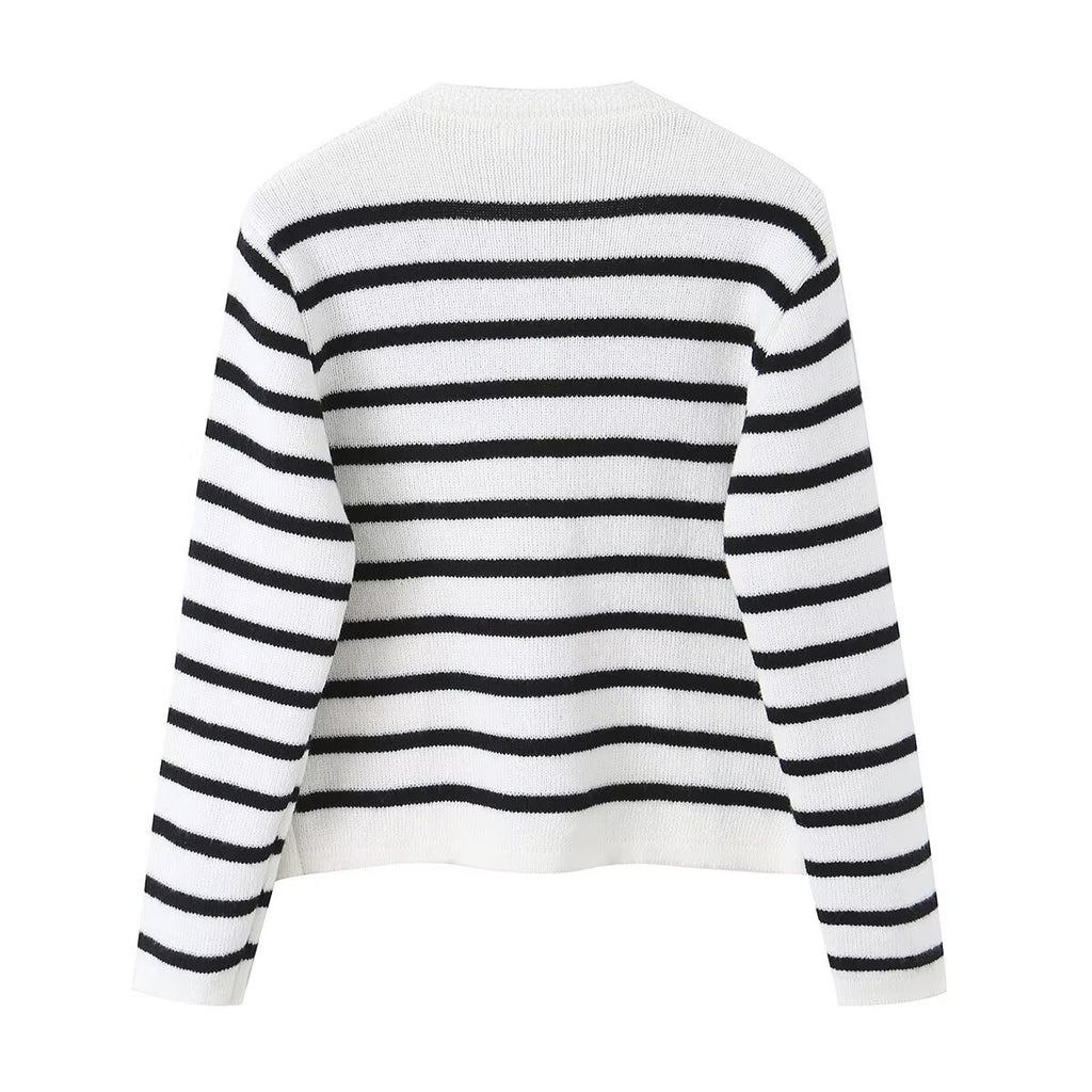 Summer striped knitted jacket for women's clothing