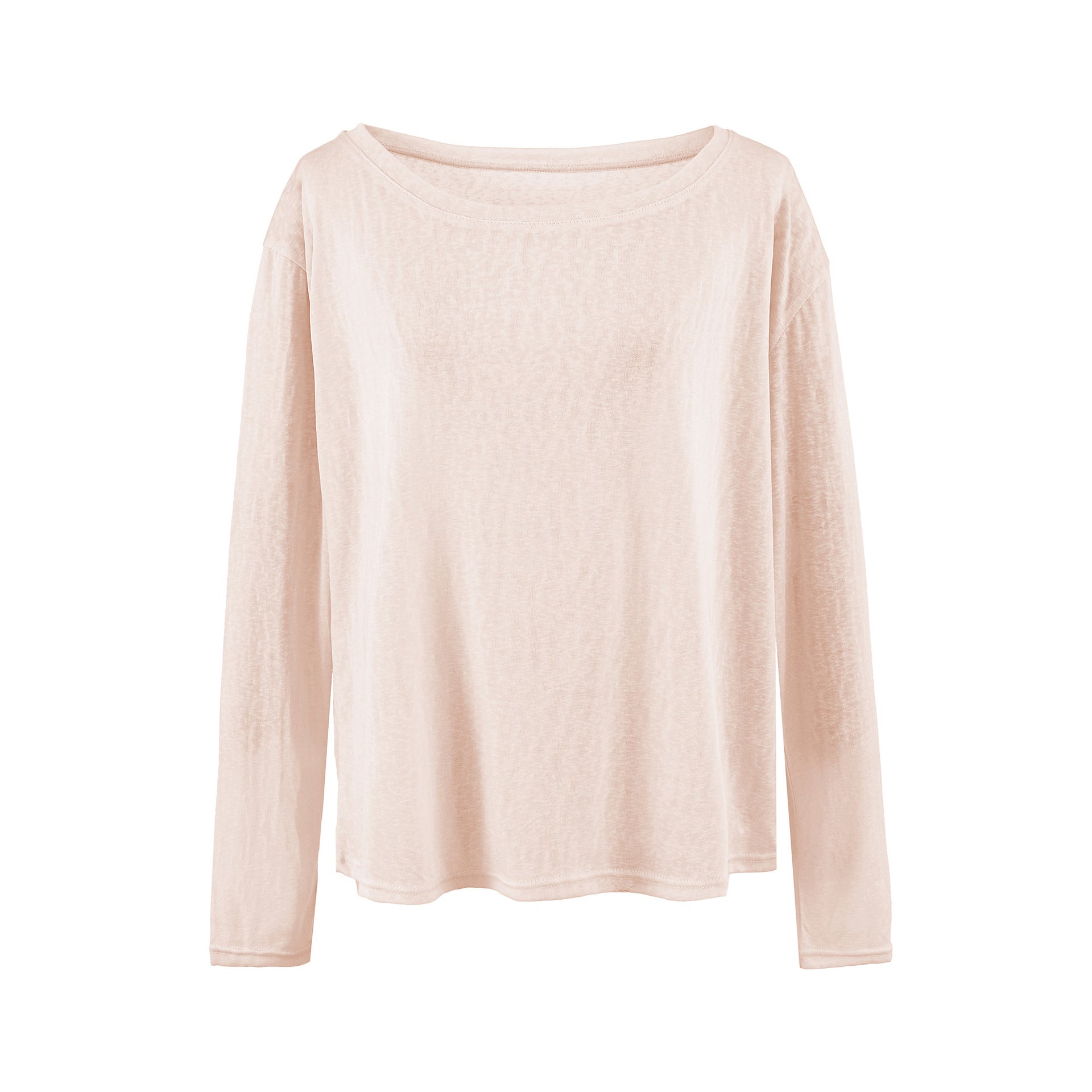 Smooth Semi-Transparent Lyocell, Lazy Two-Way Wear, One-Shoulder Slash Neck, Bare-Skin Feel, Long Sleeve
