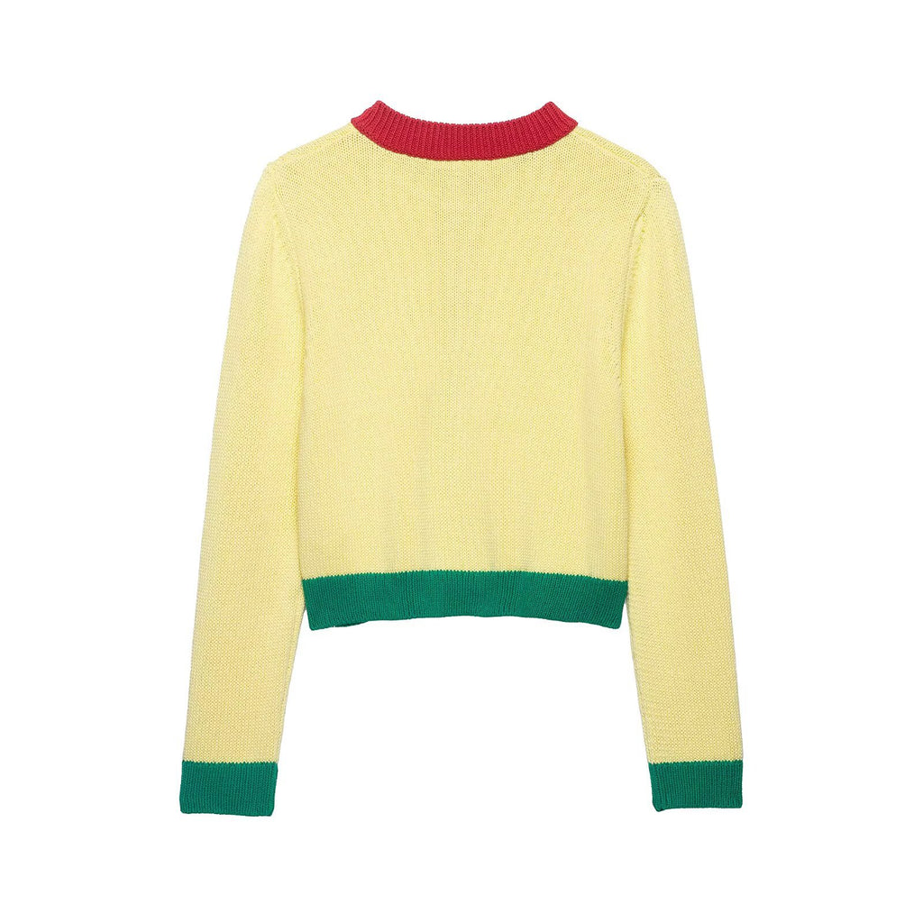Street Versatile Color blocked Knitted Jacket