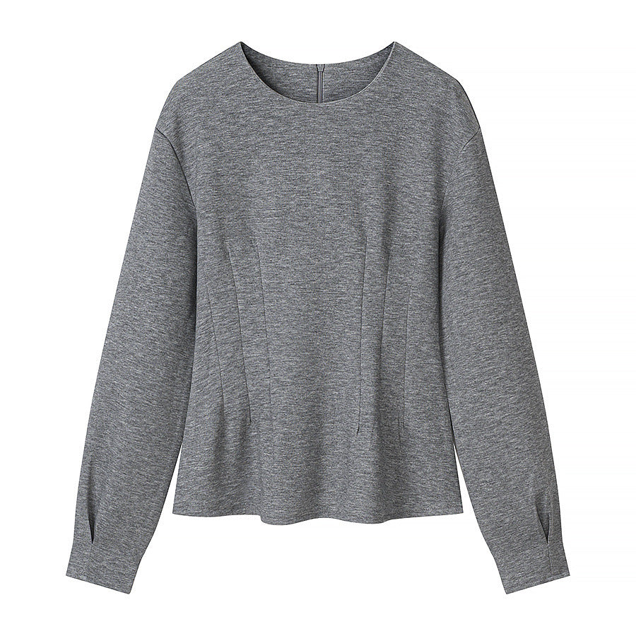 Casual style minimalist long sleeved T-shirt+straight leg pants set