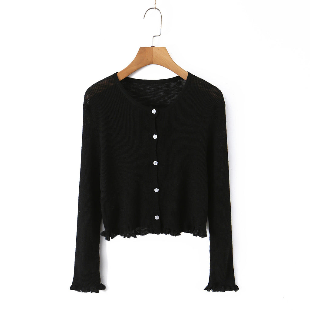 9 Colors Bamboo Knit Cardigan  High-End Design Textured Hollow Thin Knitwear Cover-Up