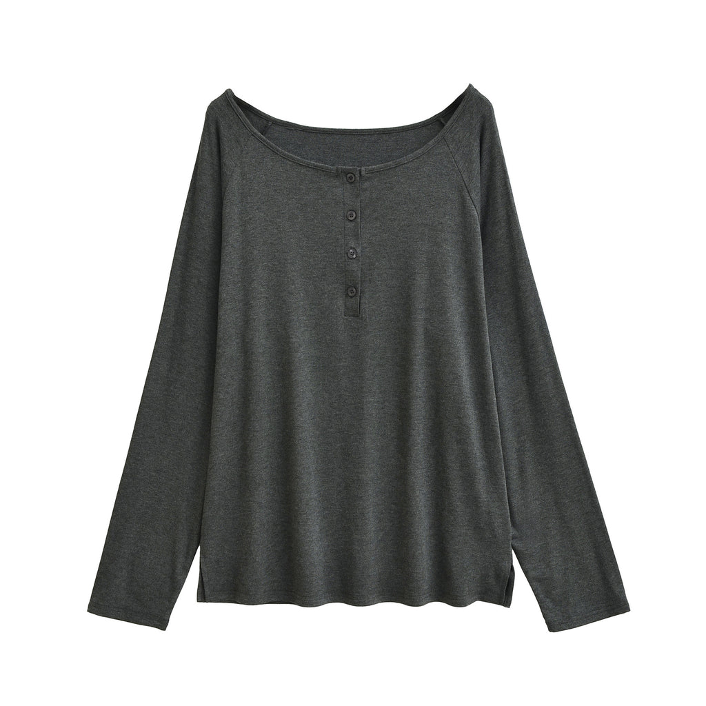 Henley Neck Sun Protection Long Sleeve T-Shirt for Women Casual Versatile