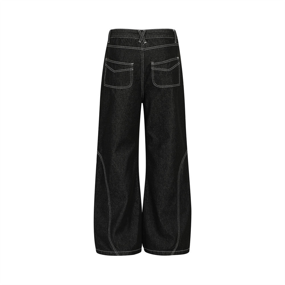 Wide leg denim pants