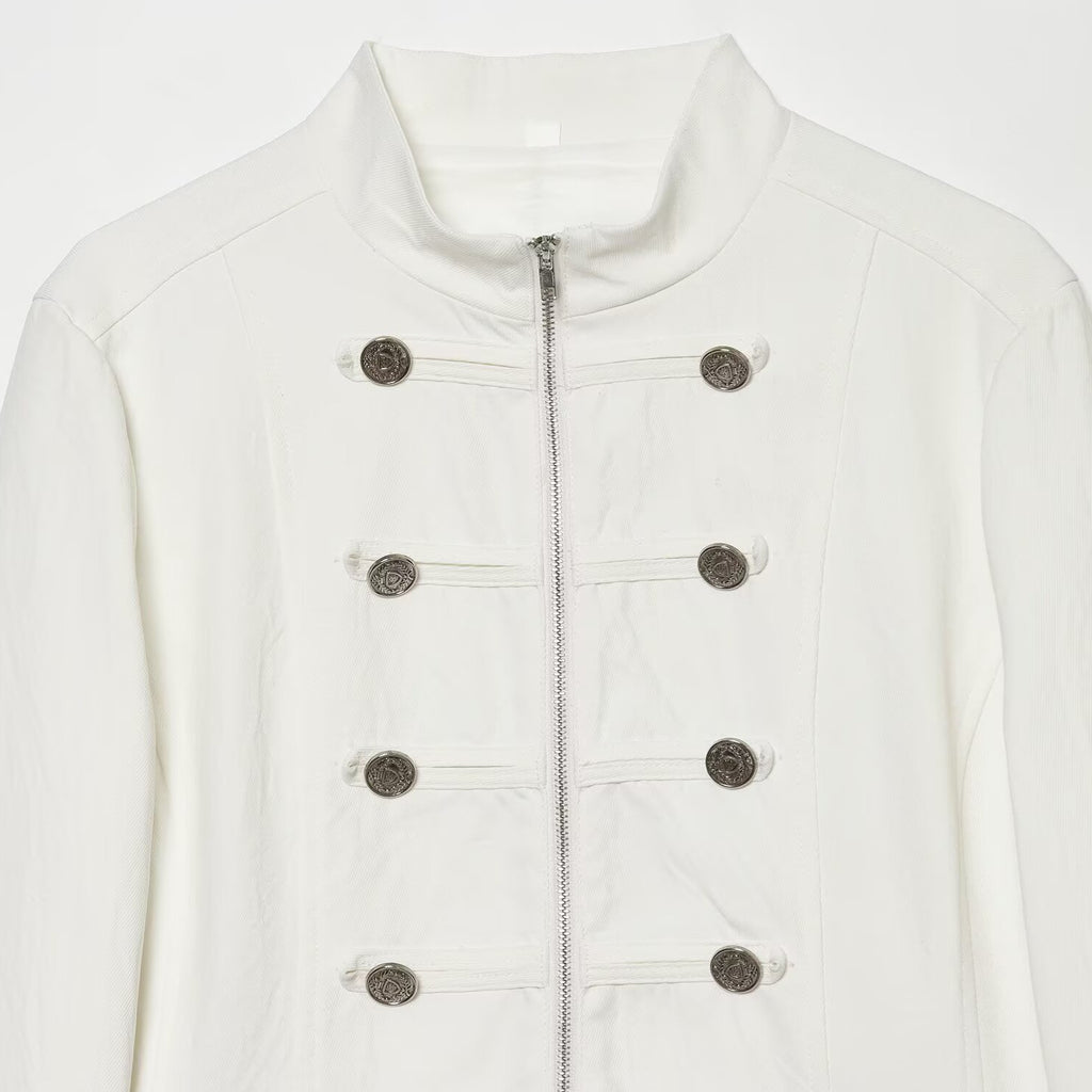 Commuting style stand up collar breasted suit jacket