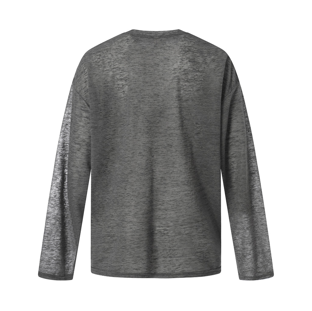 Round Neck Oversized Top  Lightweight Breathable Loose  Versatile Long Sleeve Shirt Trendy