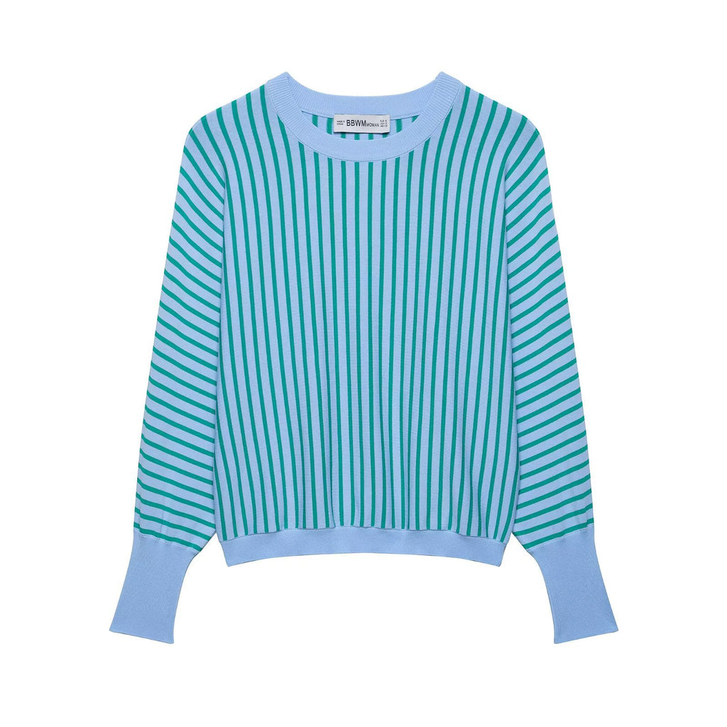 Minimally striped knitted versatile hoodie
