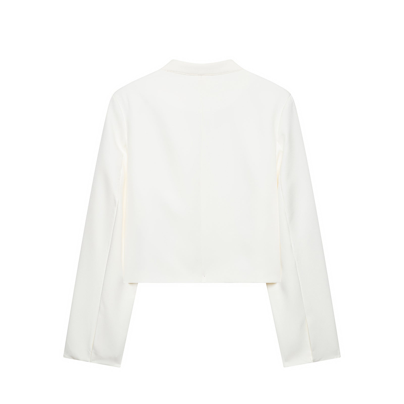 Stand up collar with shoulder pads long sleeved short jacket