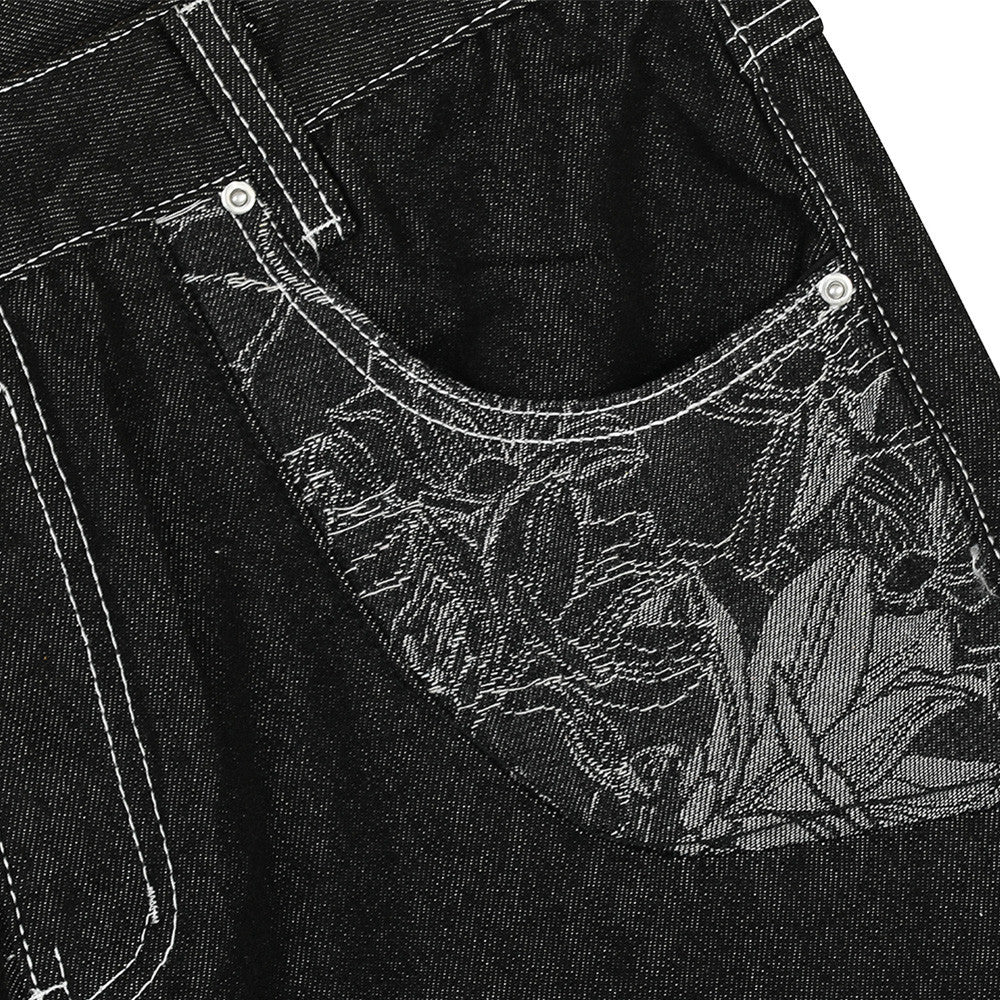 Wide leg denim pants