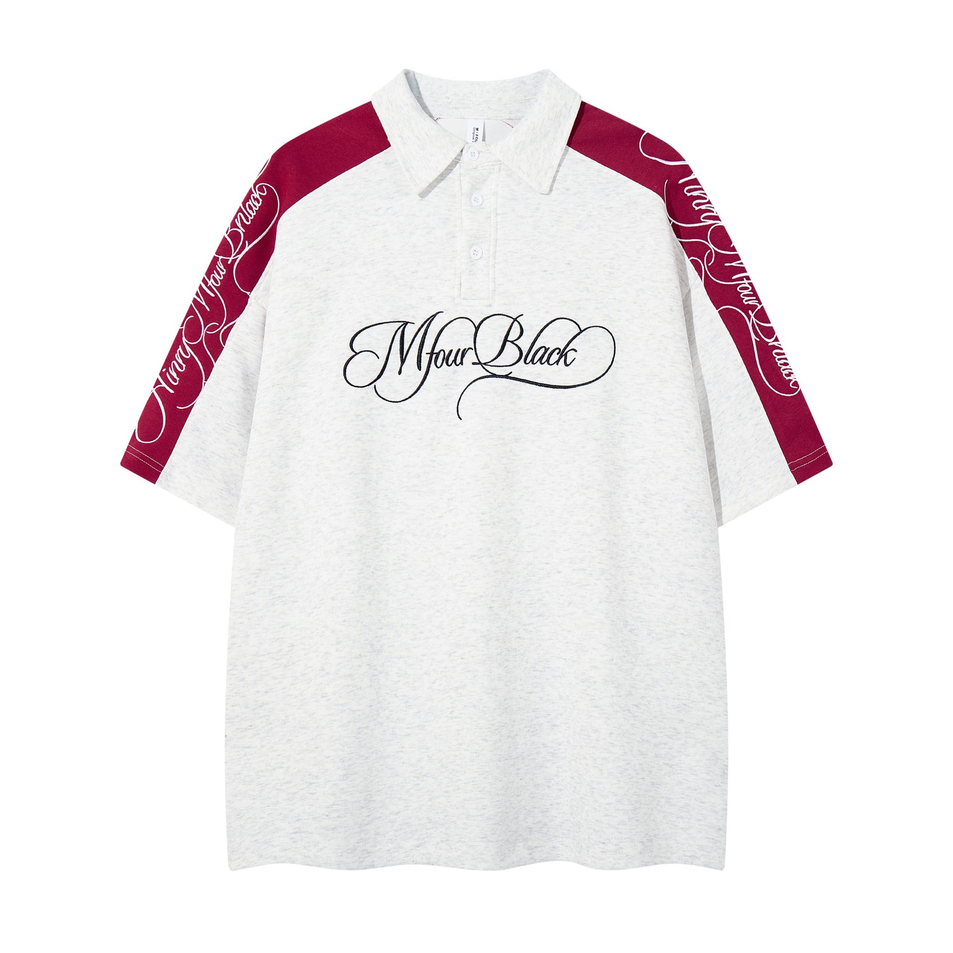 Flower body letter splicing short sleeved shirt