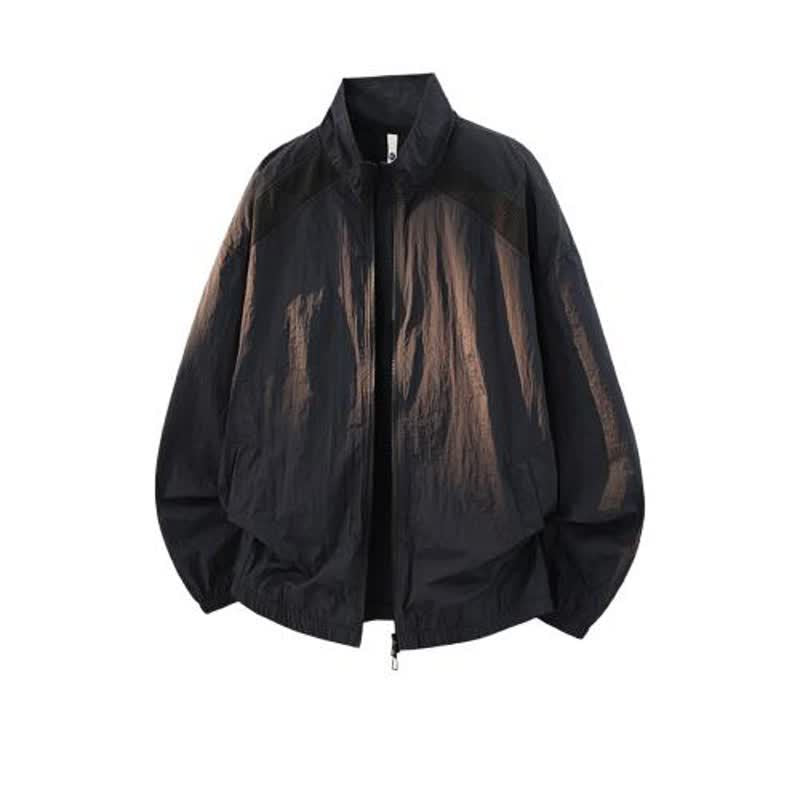 Mesh Panel Stand Collar Sun Protection Jacket for Men
