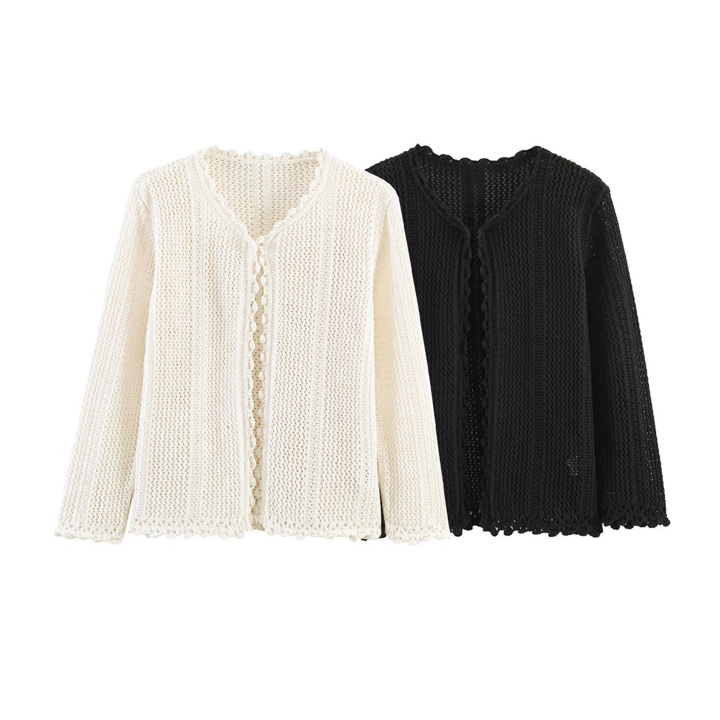 Commuter style hollow knitted jacket