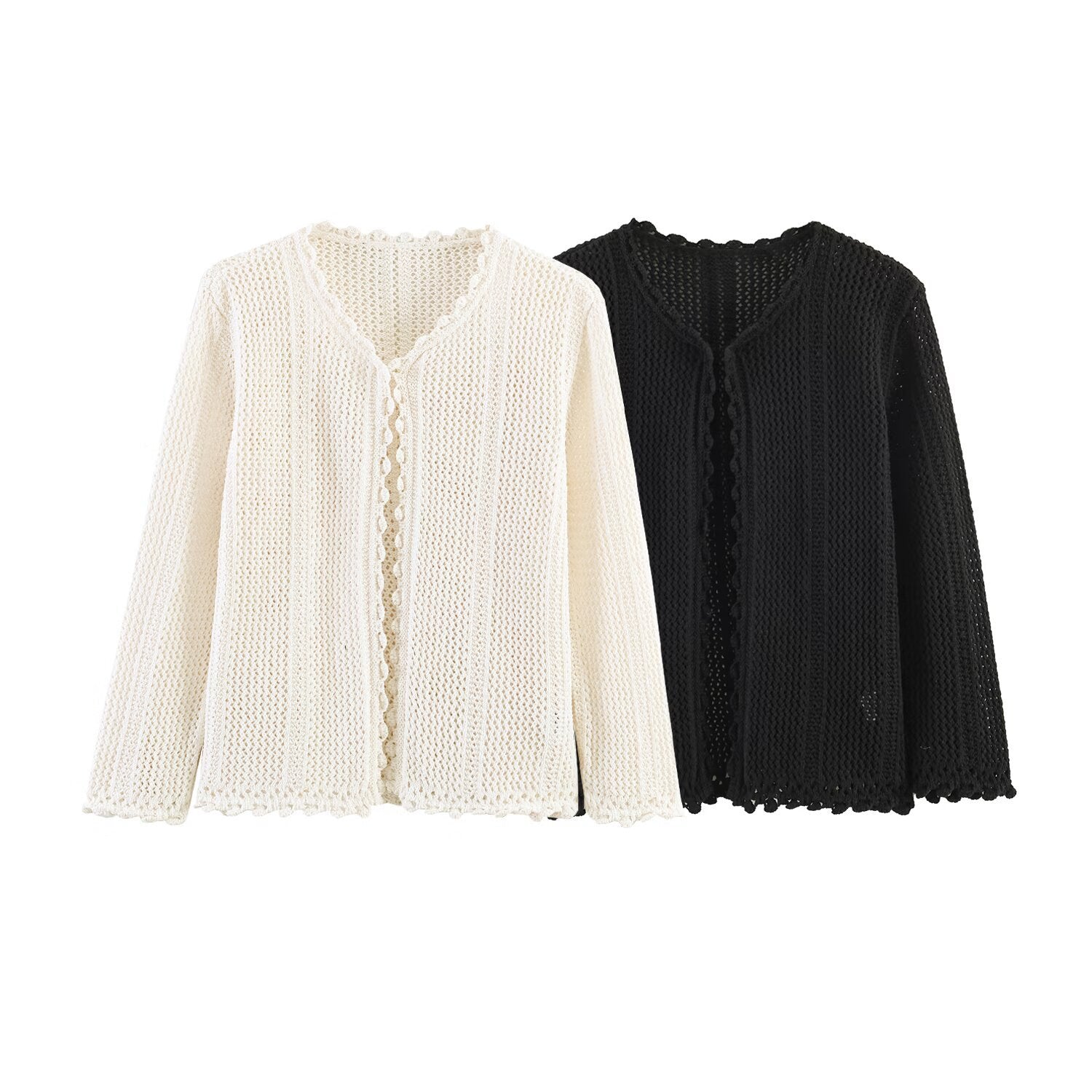 Commuter style hollow knitted jacket