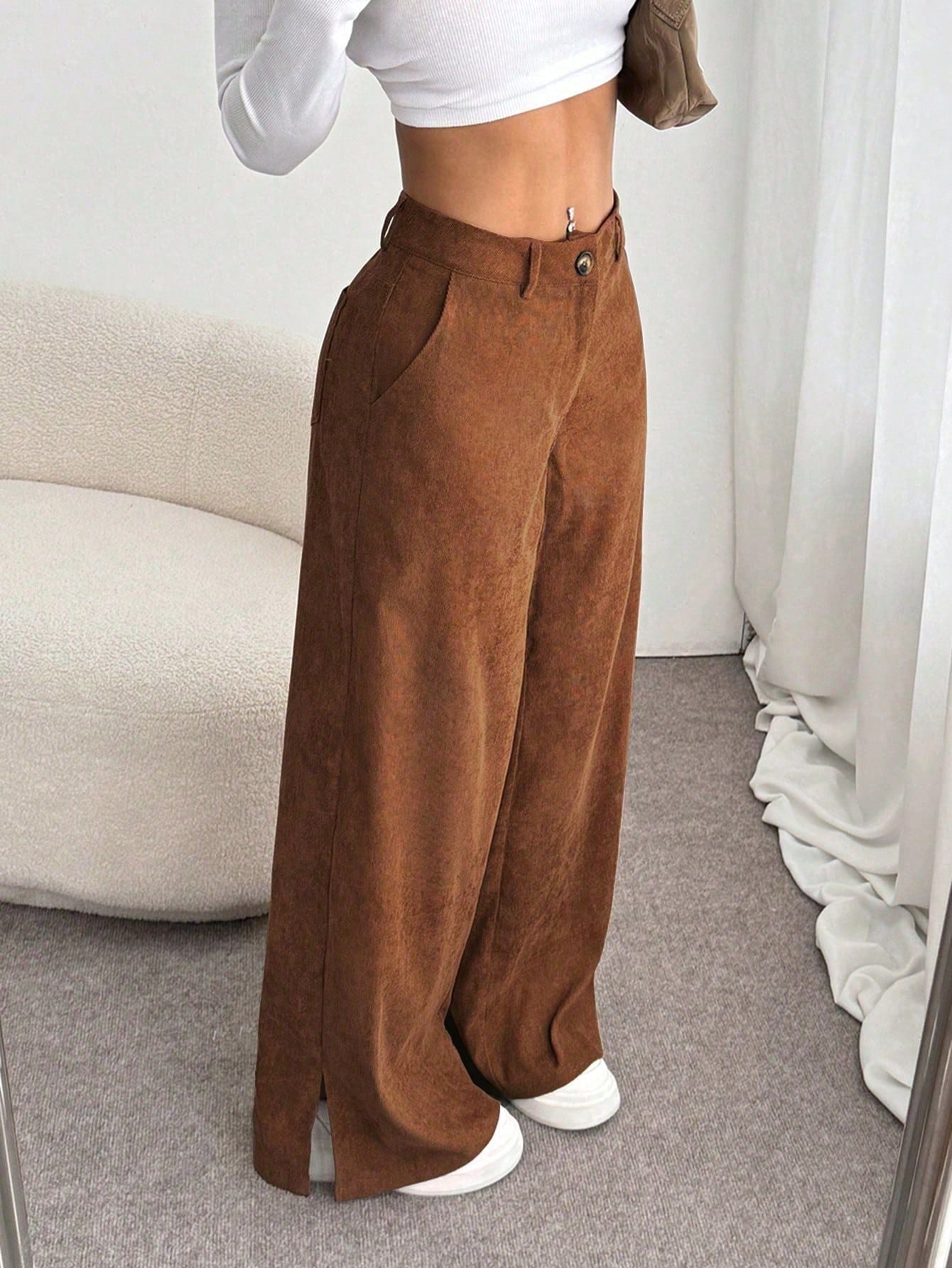 Straight leg wide leg pants