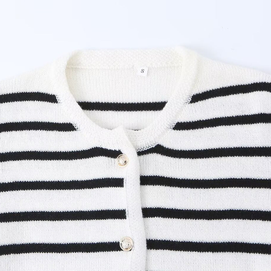 Summer striped knitted jacket for women's clothing
