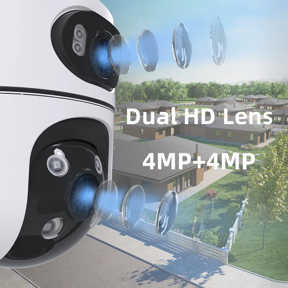 Wholesale Dual Lens 6MP CMOS Smart Outdoor WiFi Security Camera 360 Two Way Audio Night Vision IP66 Waterproof H.265 PTZ