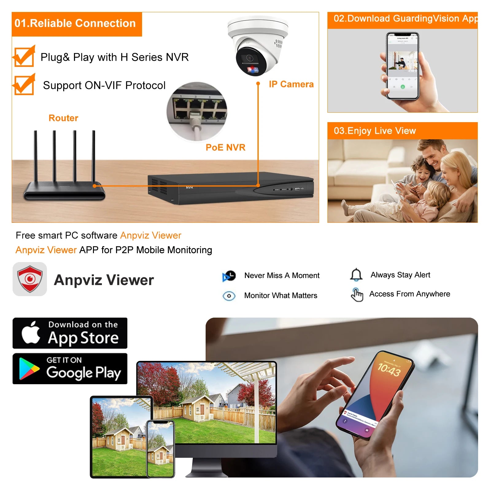 Anpviz US Stock 2 Pieces 4K  PoE Camera Including Cables Audio Alarm Metal Turret Security Camera Outdoor 2 Way Audio IP Camera
