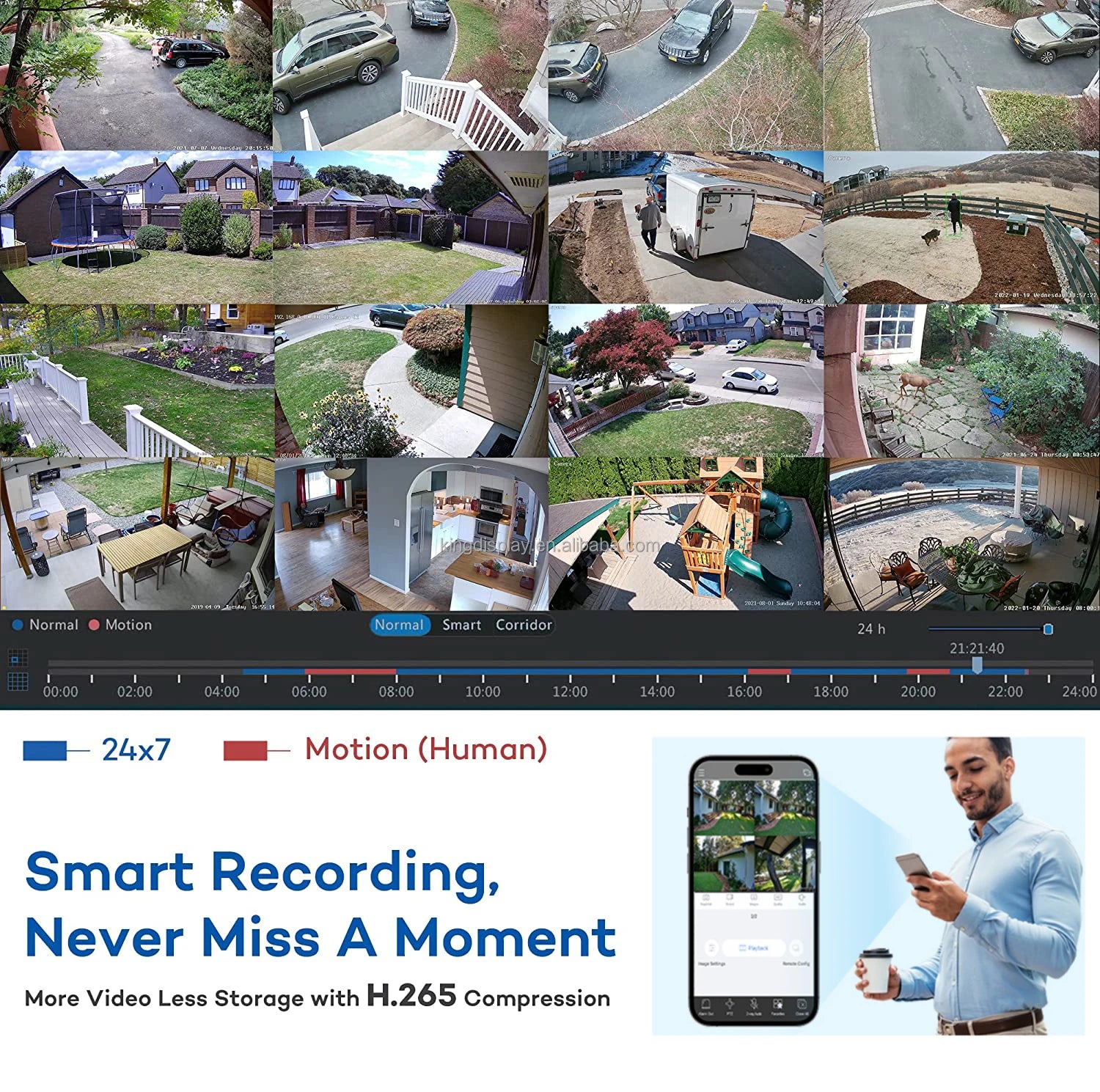 32-Channel PoE AI Security Camera System H.265 UHD 8TB HDD 24Pcs 5MP Commercial Dome IP 24Pcs 5MP Commercial Surveillance System