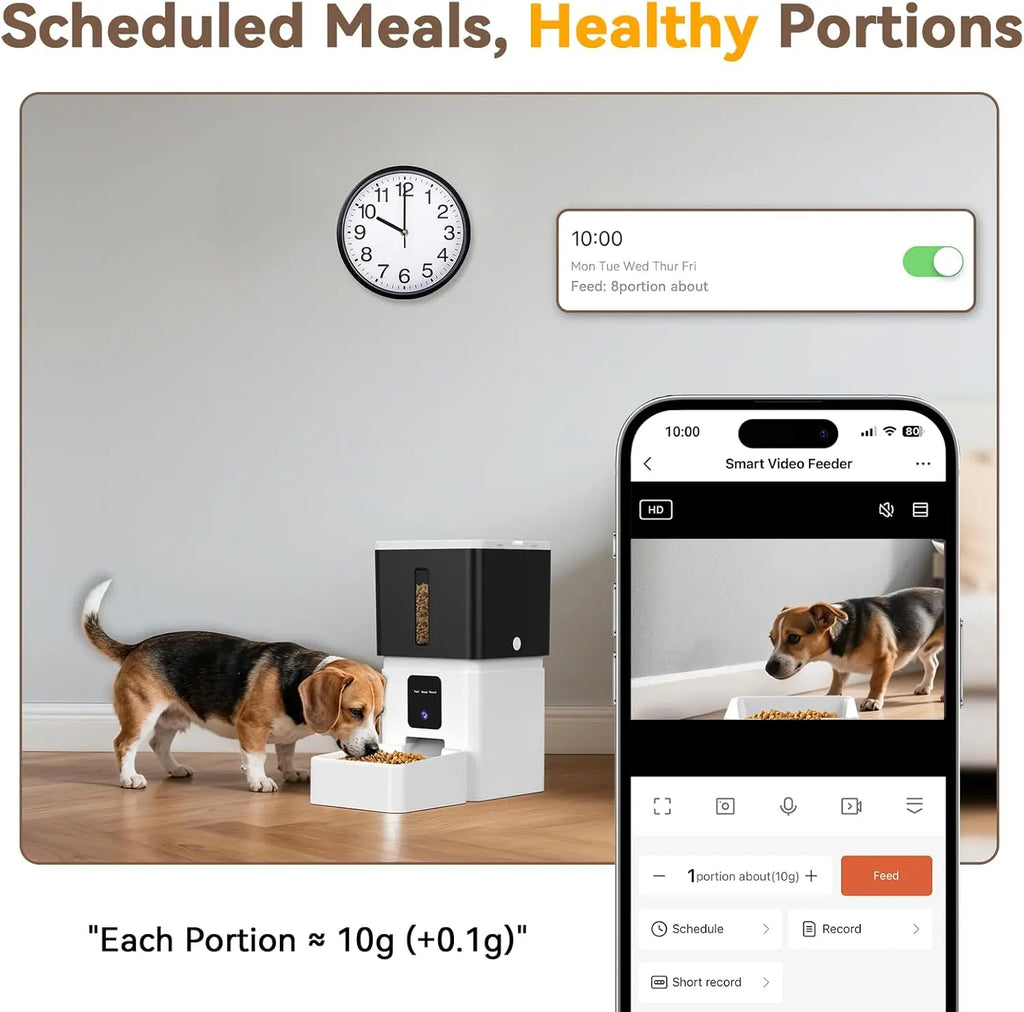 8L Smart Automatic Pet Feeder with 1080P Camera – WiFi App Control for Cats & Dogs