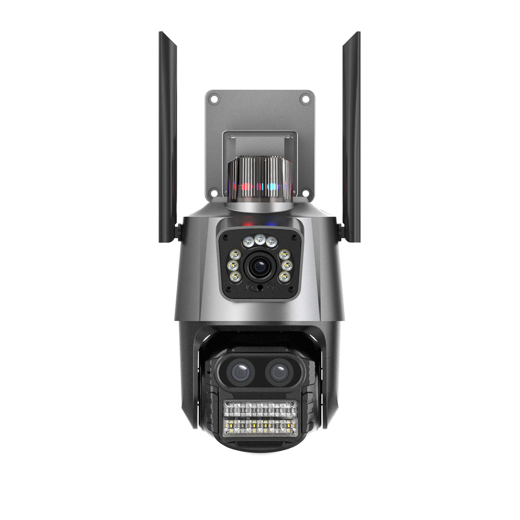 OEM ICSee Wireless WiFi CCTV PTZ IP Security Camera with 3 Lenses 2 Screens and 8X Hybrid Zoom for Home Outdoor Monitor