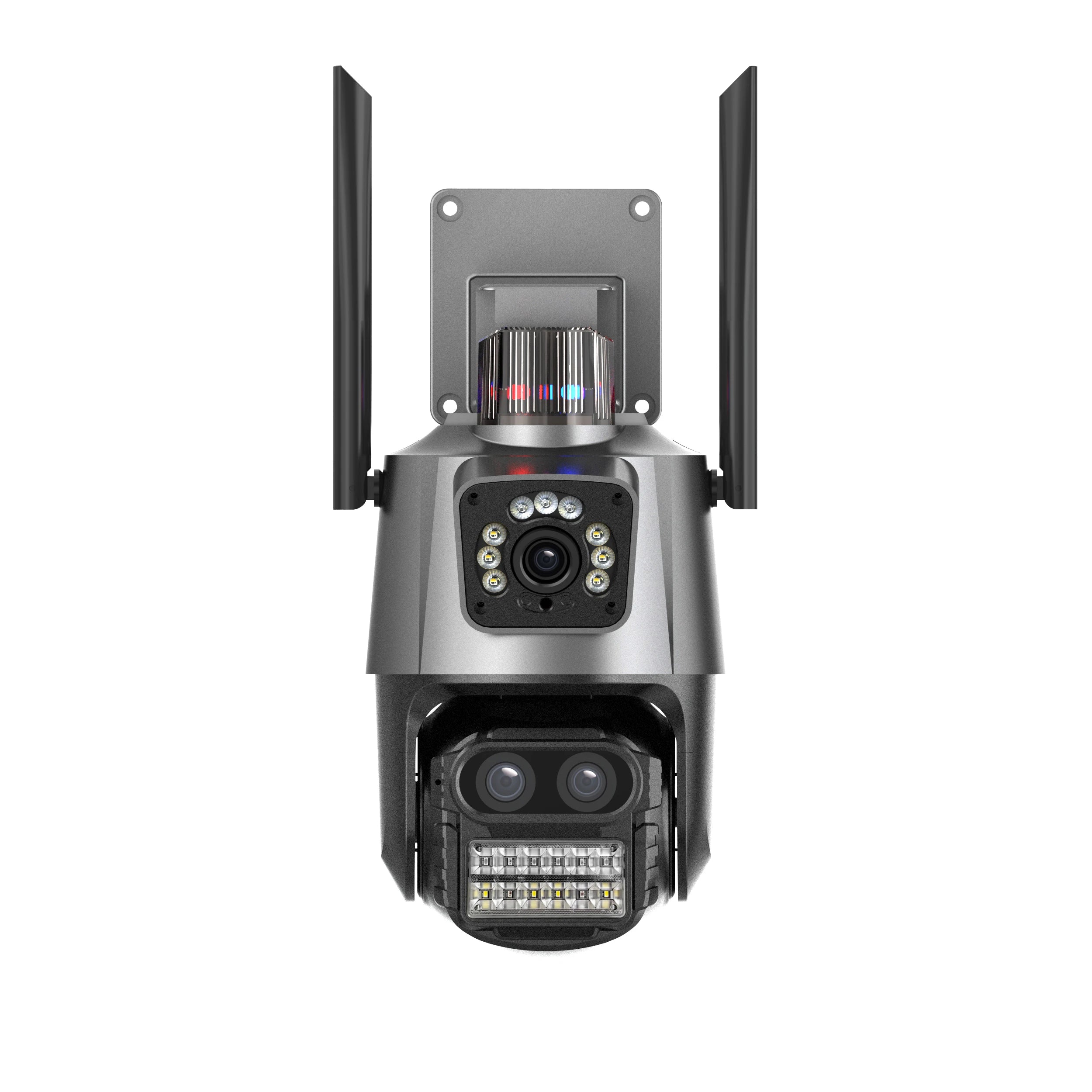 OEM ICSee Wireless WiFi CCTV PTZ IP Security Camera with 3 Lenses 2 Screens and 8X Hybrid Zoom for Home Outdoor Monitor