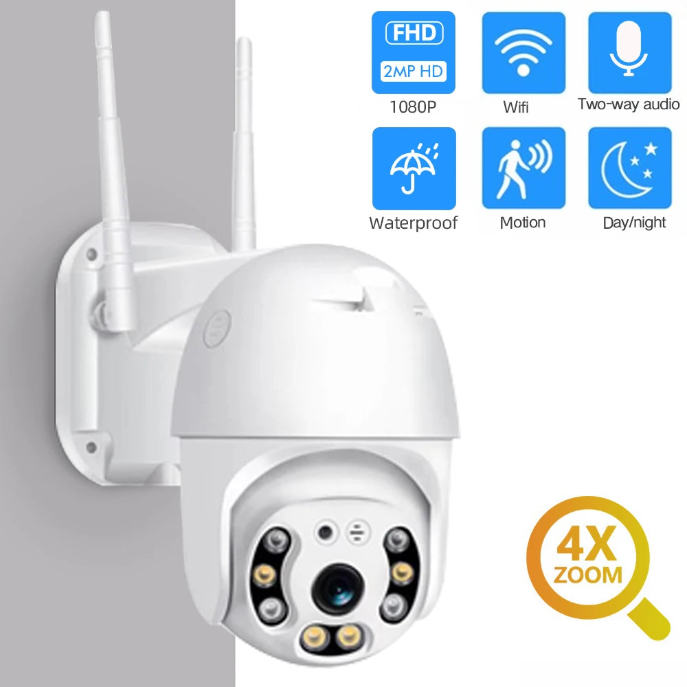 Security Camera System Wireless 1080p Infrared Dome Sur Veillance Camera WIFI Smart Monitor Two-way Voice Intercom PTZ Rotation
