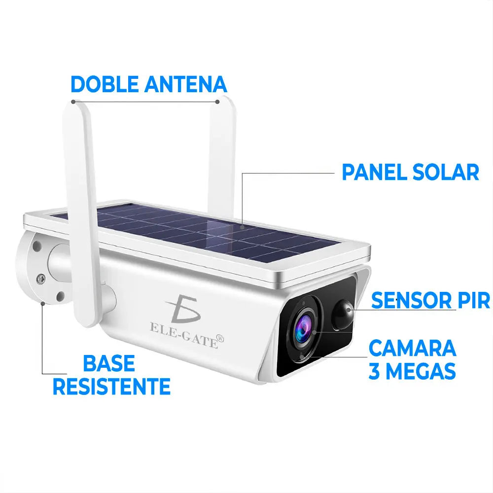Ele-Gate Solar Camera 2MP Full HD Wireless Surveillance CMOS Sensor Cloud Solar Panel IP65 Waterproof Outdoor Security Camera