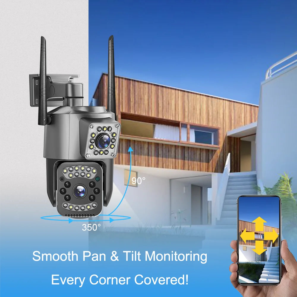 Smart Home Wireless WiFi Dual Lens Indoor Outdoor Security Camera 4MP V380 Pro WiFi IP PTZ Bullet CCTV Network Camera