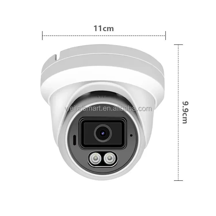 5MP 8MP CCTV Security Camera POE Mini Turret Network Dome Camera Full Color Night Vision CMOS Sensor Mic NVR Data Storage