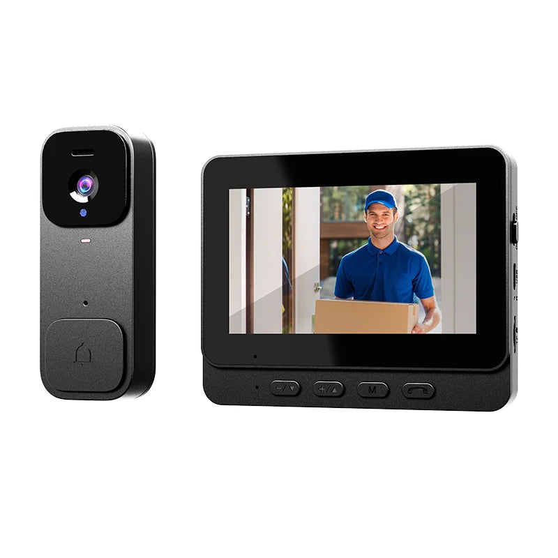 X7 Smart Video Doorbell 4.3 Inch Screen Cat's Eye Design Battery Powered Security Doorbell Camera WiFi Photo Taking Capability