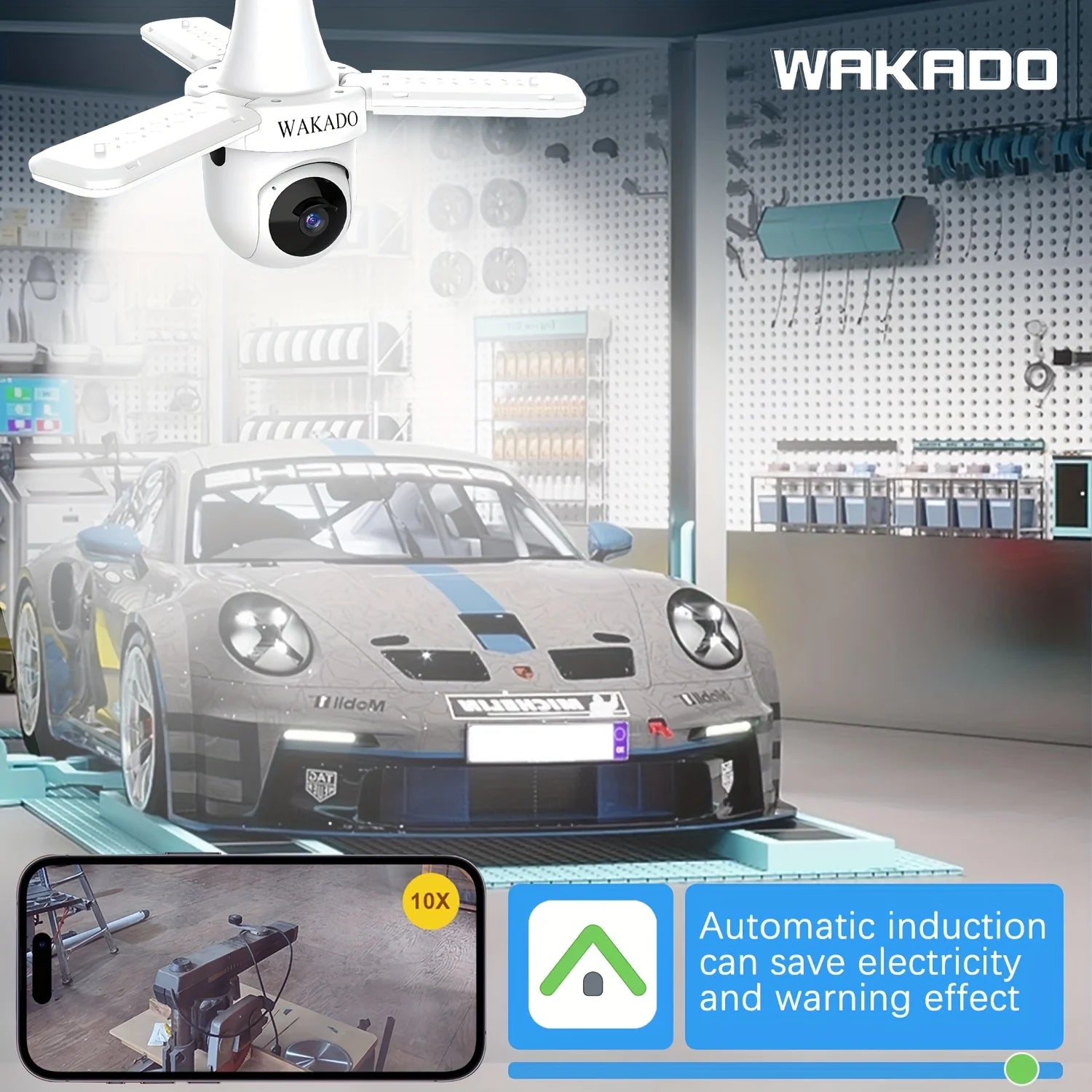 Night Vision 360 Degree 360 Monitor Home Wireless Mini Light Bulb Camera Three-leaf Fan Indoor CCTV Security Camera