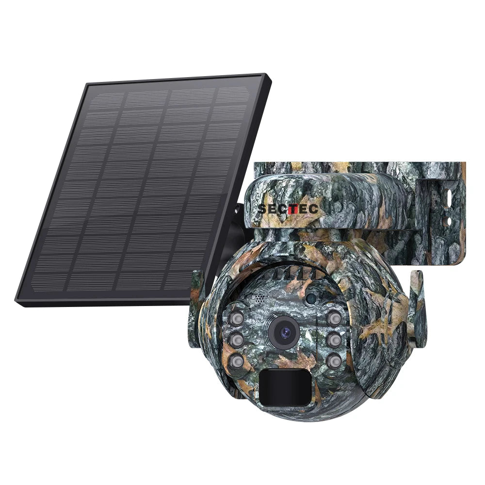 SECTEC 2026 Outdoor Camouflage Shoot Hunting Network Camera Trail 3MP 4G Solar Battery PTZ Mini Two Way Audio Security Camera