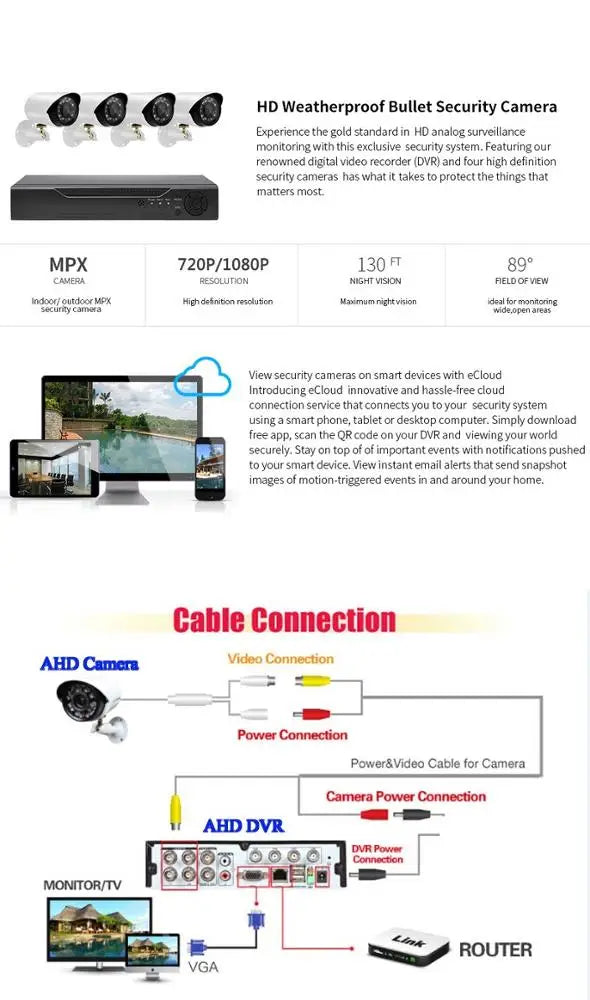 2020 Newest Security Camera System Ahd Cctv Camera Kit