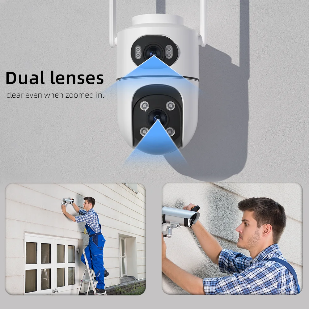 Wholesale Dual Lens 6MP CMOS Smart Outdoor WiFi Security Camera 360 Two Way Audio Night Vision IP66 Waterproof H.265 PTZ