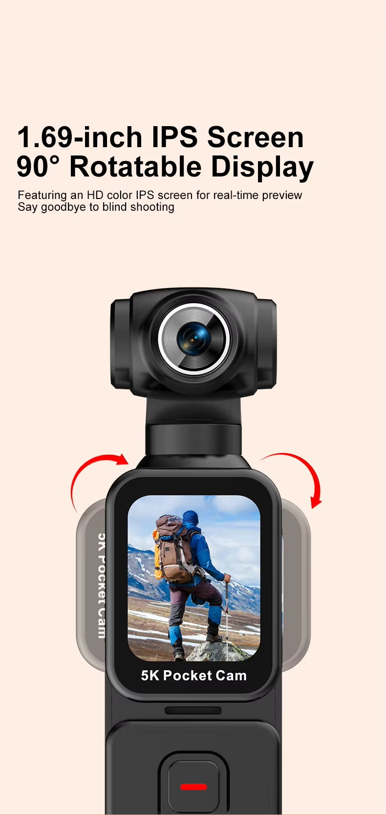 270 Degrees Rotate Lens 5K Ultra HD Thumb-sized Action Digital Camera Face Recogition Tracking Wifi K28 Sport Motion Cameras
