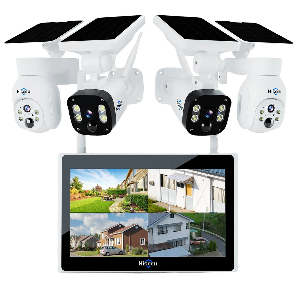 New Product Ideas 2023 10lin LCD Monitoring 4MP Dome Bullet Camera Kit Wireless Wifi Cctv Security Camera System Solar Ptz H.265