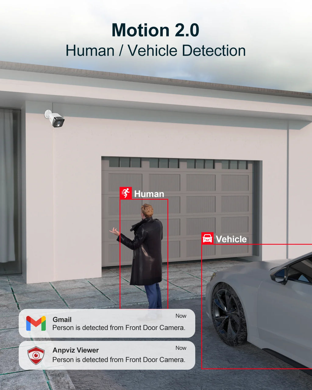 Anpviz 5MP IP Camera US Stock POE Bullet Outdoor Security Camera IR&Color Human/Vehicle Detection, H.265+