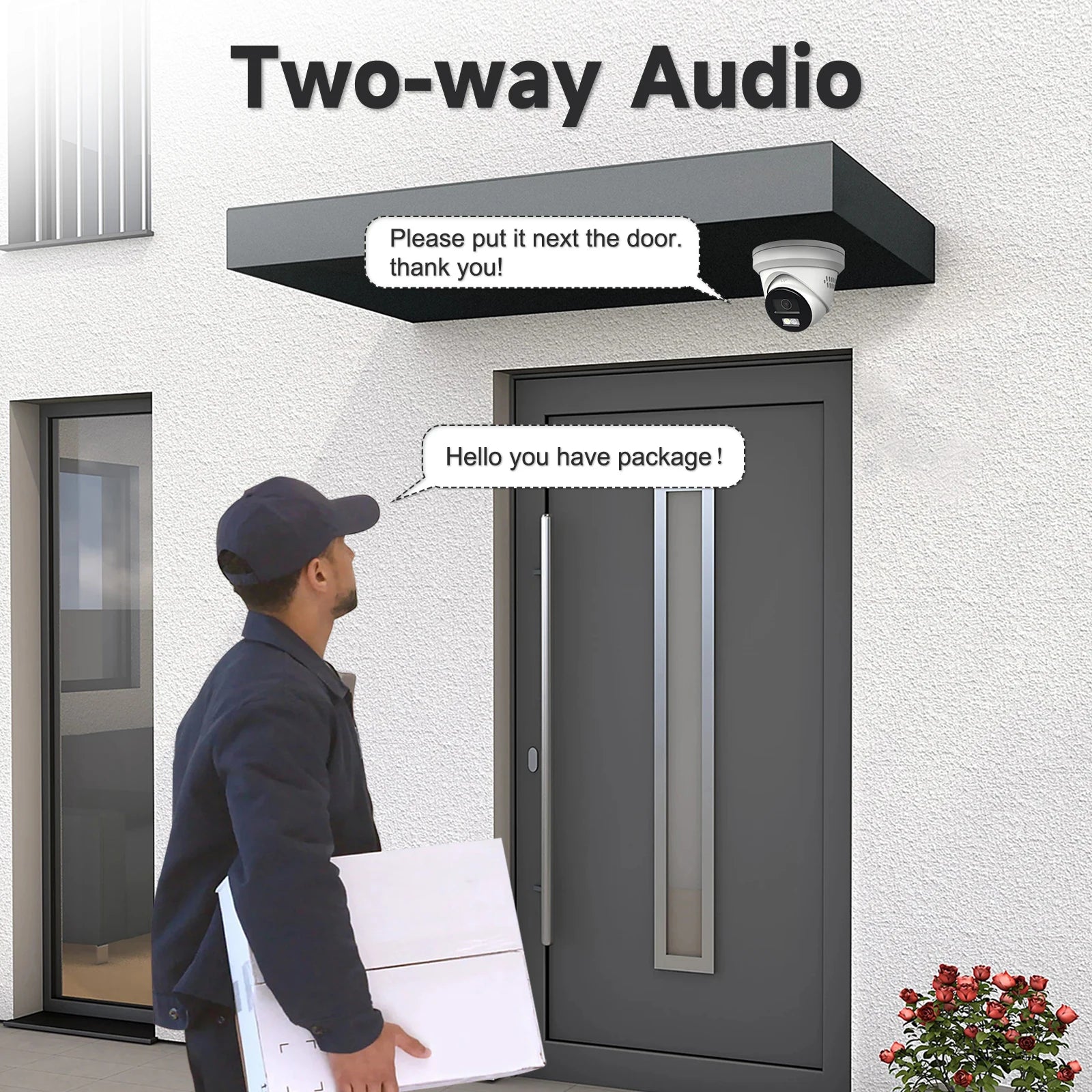 Anpviz US Stock 2 Pieces 4K  PoE Camera Including Cables Audio Alarm Metal Turret Security Camera Outdoor 2 Way Audio IP Camera