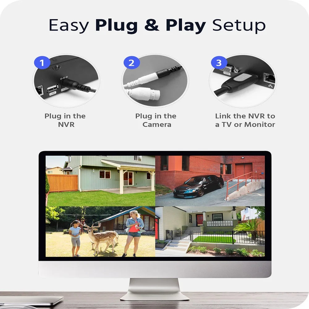 ANNKE 5MP Full HD 8 Channel NVR WiFi Security Camera System With 2TB AI Human Detection Wireless 3MP Cameras Security System