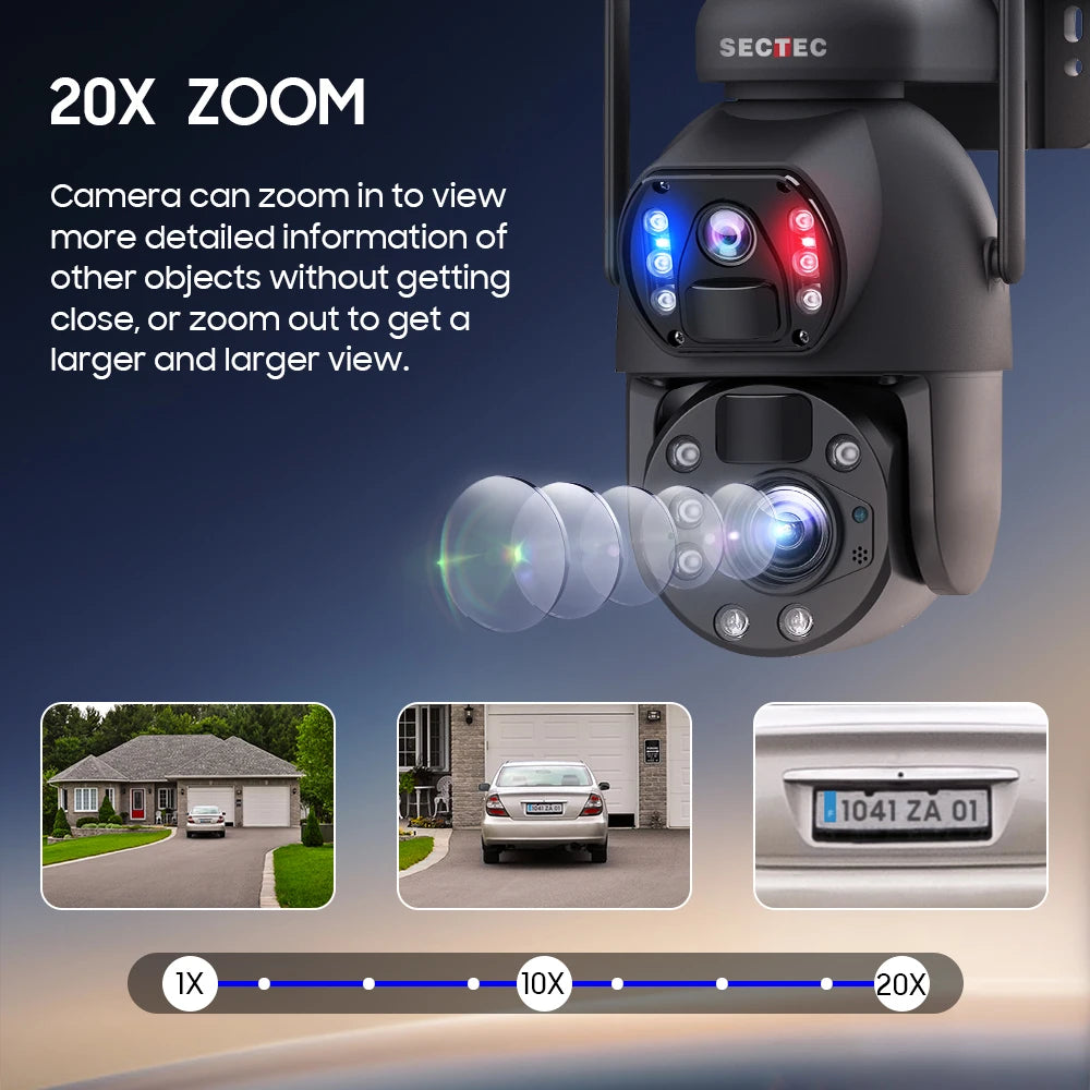 AOV AI Tracking Solar Security Camera 20X Zoom 4G Outdoor PTZ CCTV with Human Detection Wide Angle Night Vision SD Card