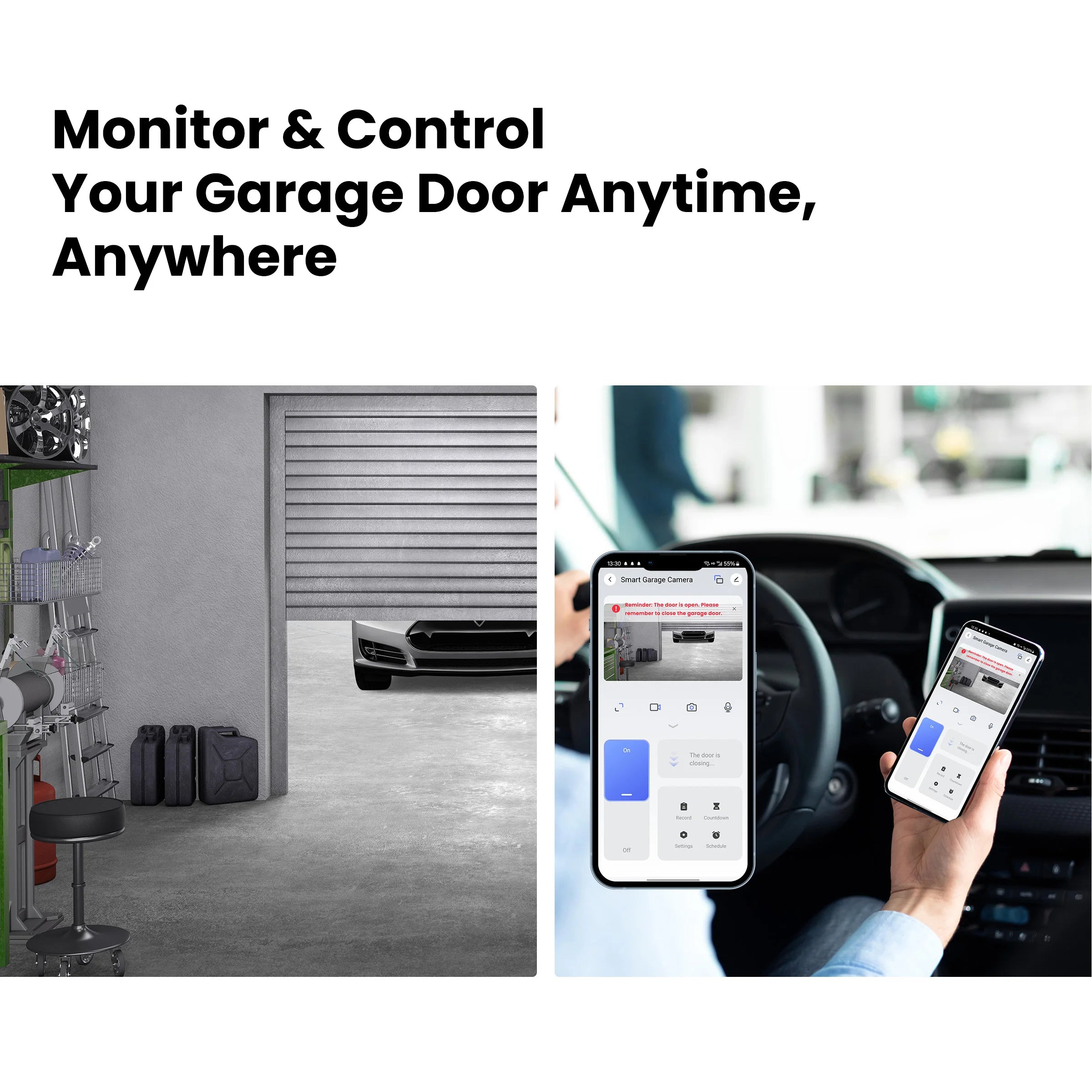 GIRIER WiFi Garage Door Opener with Security Camera 1080P Smart Garage Camera Supports 2-way Talk